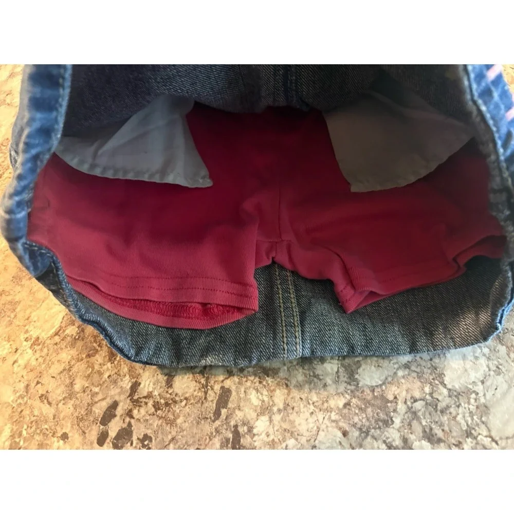 Gymboree‎ Girls Denim Jean Skirt/Skort Inner Shorts Embroidered Giraffe Size 7